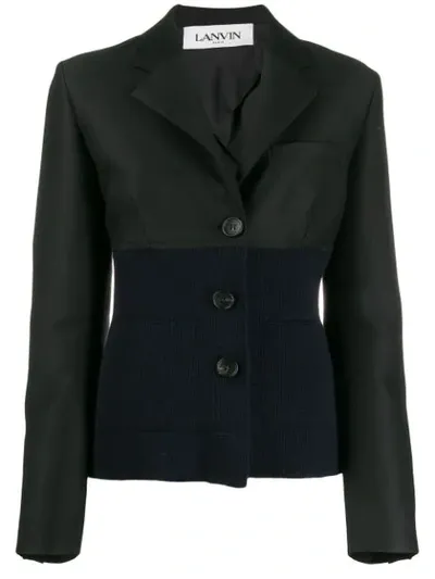 Lanvin Dual-fabric Blazer In Black