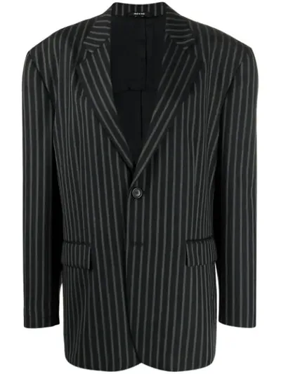 Maison Margiela Pinstriped Oversized Blazer In Black