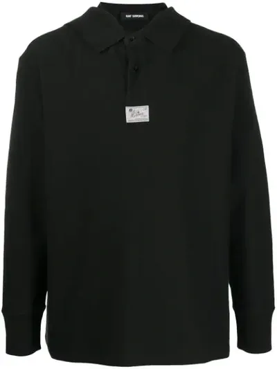 Raf Simons Oversized Layered Cotton-piqué Polo Shirt In Black