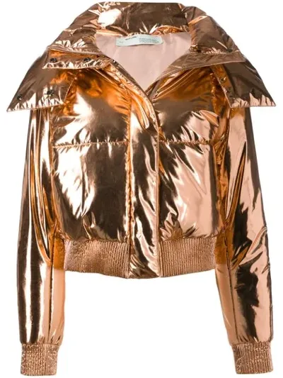 Off-white Metallic Puffer Down Jacket In Gold