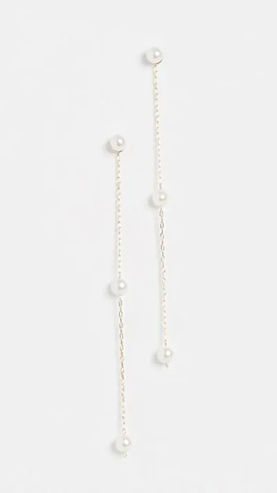 Mizuki Convertible Leather Necklace/bracelet With Double-pearl Slider In Gold/pearl