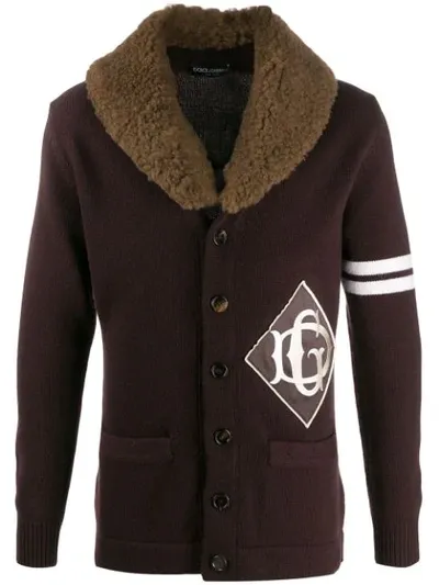 Dolce & Gabbana Monogrammed V-neck Cardigan In Brown