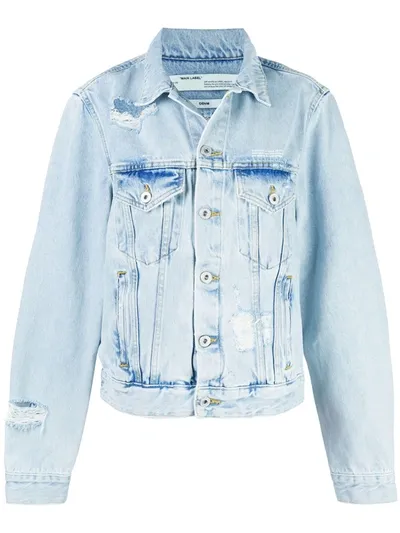 Off-white Blue Women's Light Blue Embroidered Denim Jacket