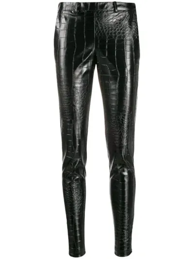 Giamba Crocodile Embossed Trousers In Black