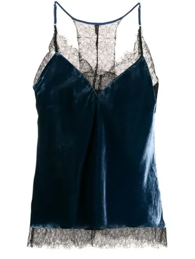 Gold Hawk Lace-trim Camisole Top In Blue