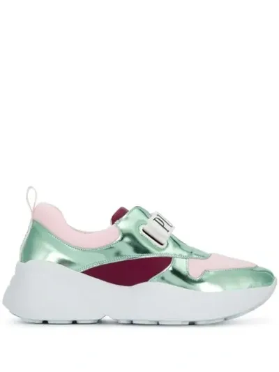 Emilio Pucci Touch Strap Logo Sneakers In Green