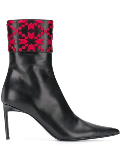 Haider Ackermann Embroidered Ankle Boots In Black