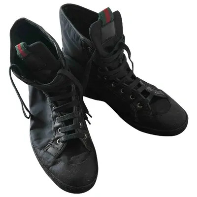 Pre-owned Gucci High Trainers In Black