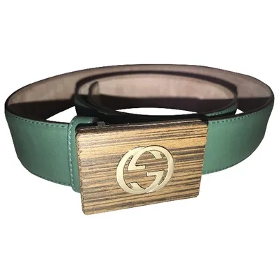 Pre-owned Gucci Leather Belt In Green