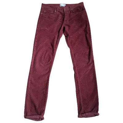 Pre-owned Sandro Velvet Trousers In Burgundy