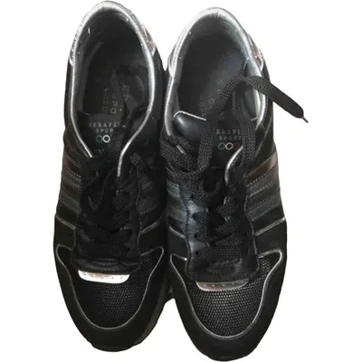 Pre-owned Serafini Leather Low Trainers In Black