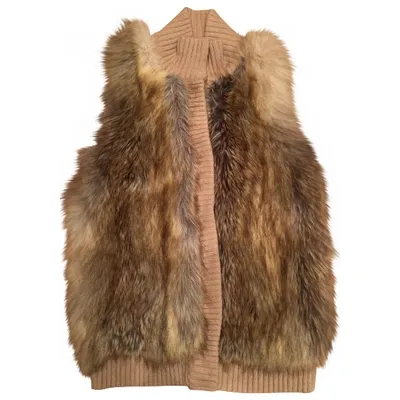 Pre-owned Michael Kors Faux Fur Cardi Coat In Camel