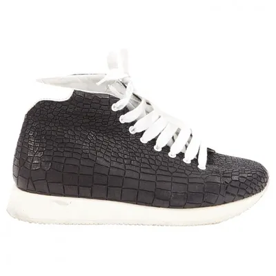 Pre-owned Kris Van Assche Leather Trainers In Black