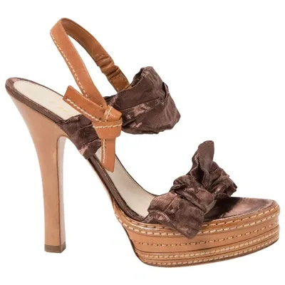 Pre-owned Prada Leather Sandals In Brown