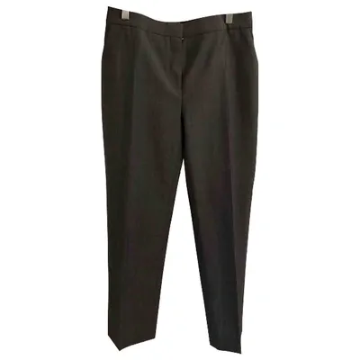 Pre-owned Dior Wool Straight Pants In Grey