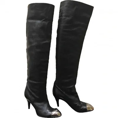 Pre-owned Chanel Leather Boots In Black