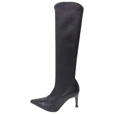 Pre-owned Sergio Rossi Leather Boots In Black