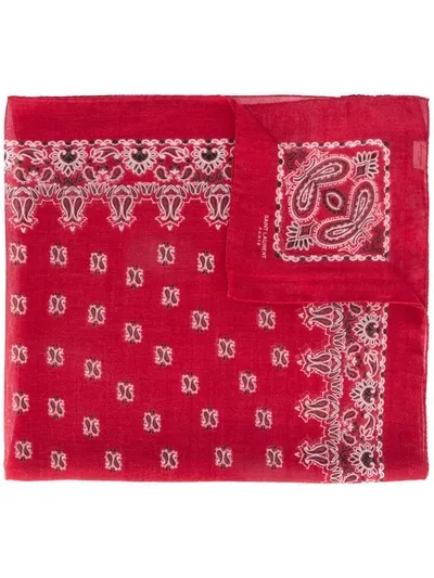 Saint Laurent Bandana Square Scarf In Red