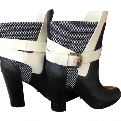 Pre-owned Sergio Rossi Leather Ankle Boots In Black