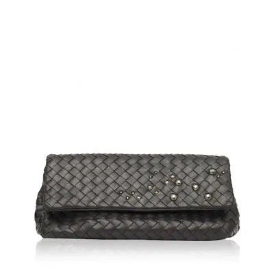 Pre-owned Bottega Veneta Leather Clutch Bag In Black