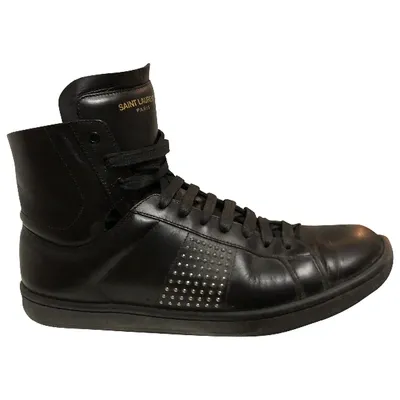 Pre-owned Saint Laurent Leather Trainers In Black