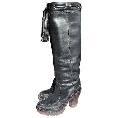 Pre-owned Saint Laurent Leather Boots In Black