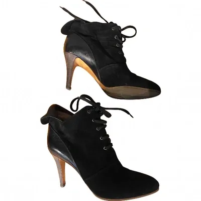 Pre-owned Chloé Leather Lace Up Boots In Black