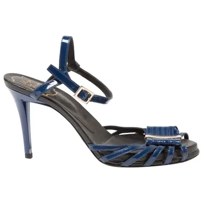 Pre-owned Roger Vivier Patent Leather Sandals In Navy