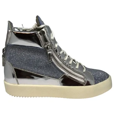 Pre-owned Giuseppe Zanotti Cloth Trainers In Silver