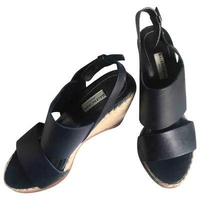 Pre-owned Balenciaga Leather Sandals In Navy