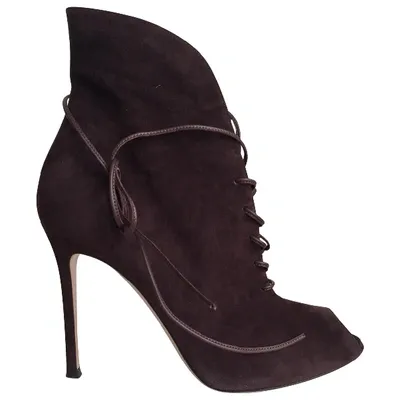 Pre-owned Gianvito Rossi Open Toe Boots In Brown