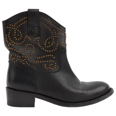 Pre-owned Sergio Rossi Leather Western Boots In Black