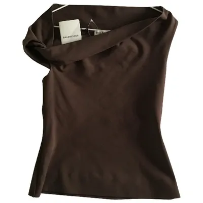 Pre-owned Balenciaga Brown Viscose Top