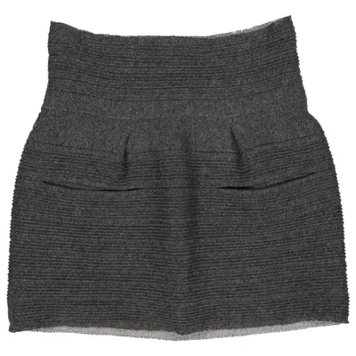 Pre-owned Balenciaga Wool Mini Skirt In Grey