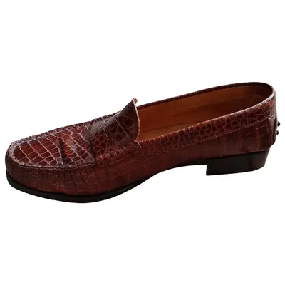 Pre-owned Tod's Leather Flats In Brown