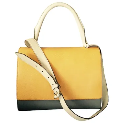 Pre-owned Max Mara Leather Handbag In Ecru