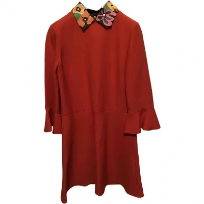 Pre-owned Valentino Wool Dress In Orange