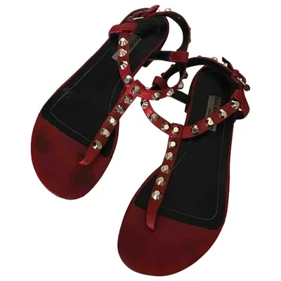 Pre-owned Balenciaga Leather Sandal In Red