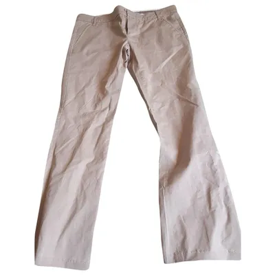 Pre-owned Max Mara Straight Pants In Beige