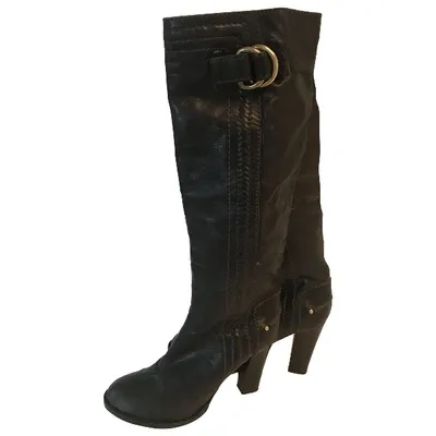 Pre-owned Chloé Leather Riding Boots In Black