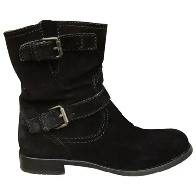 Pre-owned Prada Buckled Boots In Black