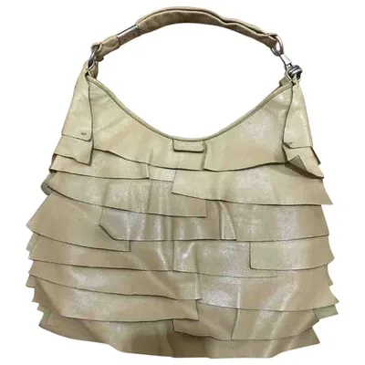 Pre-owned Saint Laurent Mombasa Leather Handbag In Beige