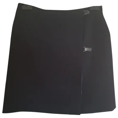 Pre-owned Versace Wool Mini Skirt In Black