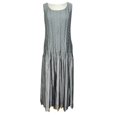 Pre-owned Issey Miyake Maxi Dress In Silver