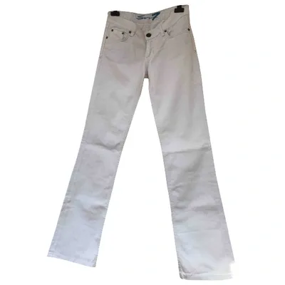 Pre-owned 7 For All Mankind Straight Pants In White