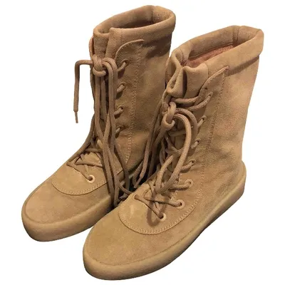 Pre-owned Yeezy Boots In Beige