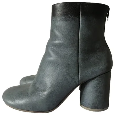 Pre-owned Maison Margiela Leather Ankle Boots In Grey