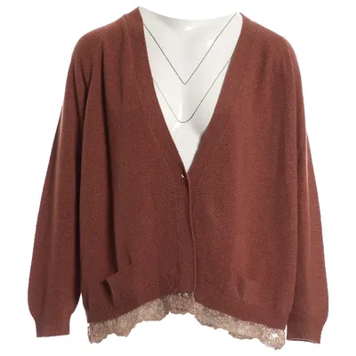 Pre-owned Erika Cavallini Wool Cardigan In Brown