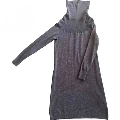 Pre-owned Max Mara Wool Mid-length Dress In Grey