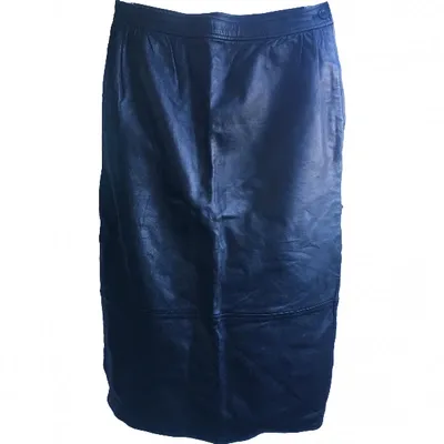 Pre-owned Emanuel Ungaro Leather Skirt In Black